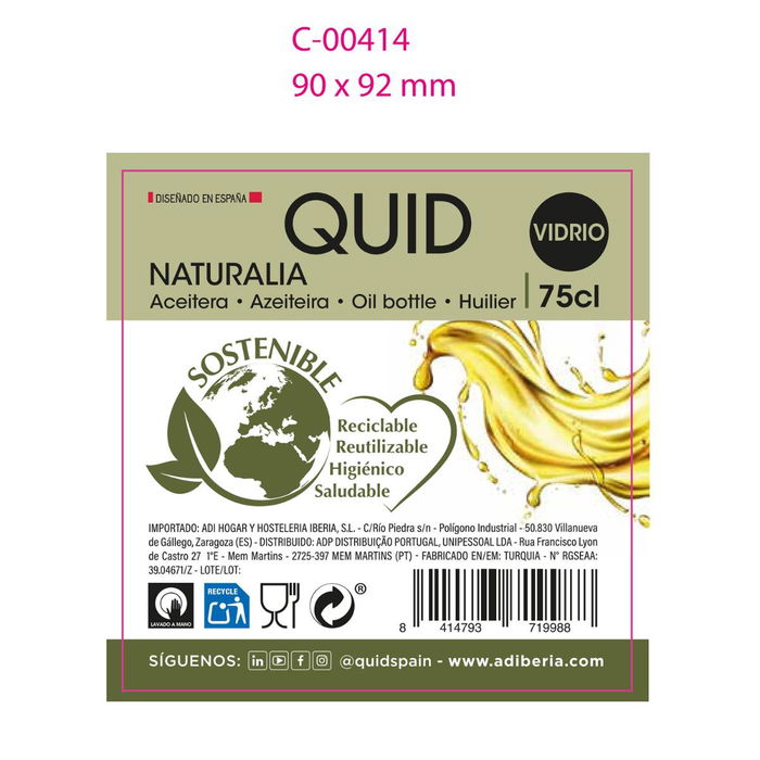 Aceitera Vidrio Naturalia Quid 750 mL