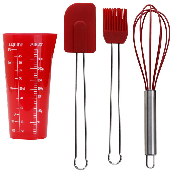 Lily Cook Juego De Repostería 4 Piezas con Jarra Medidora, Espátula, Pincel y Batidor Colores Surtidos Lily Cook Juego De Repostería 4 Piezas con Jarra Medidora, Espátula, Pincel y Batidor Colores Surtidos