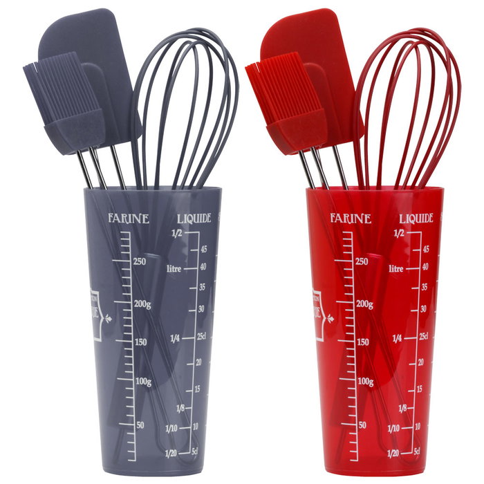 Lily Cook Juego De Repostería 4 Piezas con Jarra Medidora, Espátula, Pincel y Batidor Colores Surtidos Lily Cook Juego De Repostería 4 Piezas con Jarra Medidora, Espátula, Pincel y Batidor Colores Surtidos