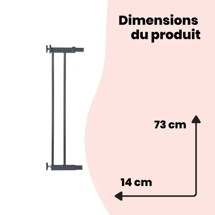 Safety 1st Extensión para Barreras Metálicas U-PRESSURE 14 CM Metal Negro