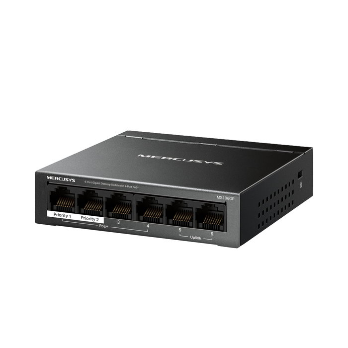Mercusys MS106GP Switch Gigabit de 6 puertos con 4 puertos PoE+