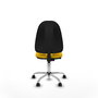 Silla de oficina Algarra con mecanismo Contacto permanente básico tapizada con Tela color Amarillo. Equipada con Base cromada, Sin brazos y Ruedas de nailon 50 mm