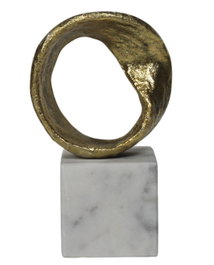 DKD Home Decor Decoración de Aluminio y Mármol Círculo Dorado