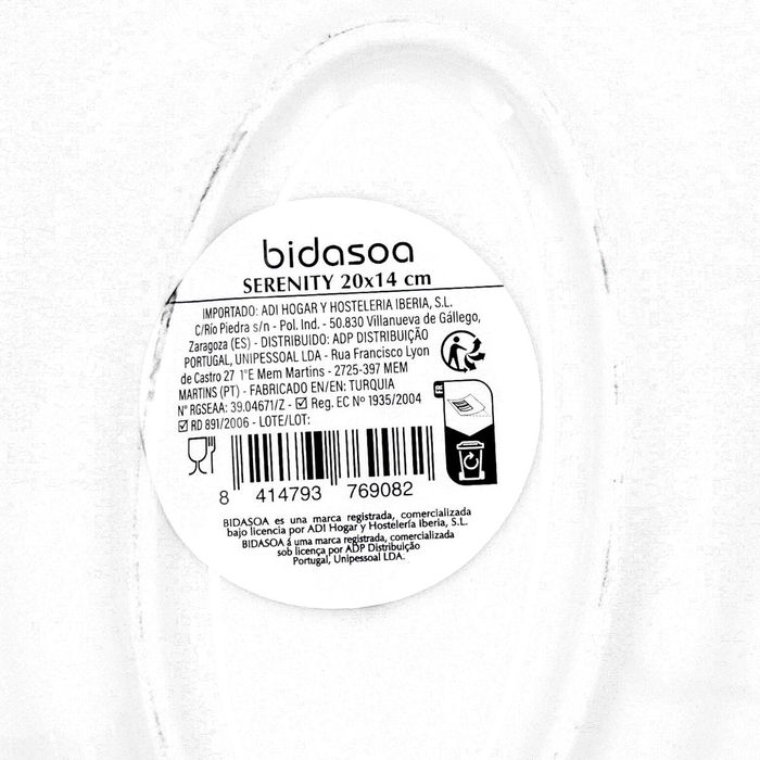 Bandeja Oval Porcelana Serenity Hydrozero Bidasoa 20 cm (6 Unidades)