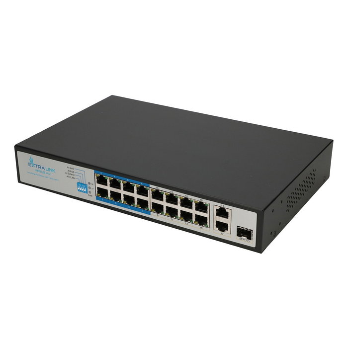 Extralink VIRTUS V3 PoE Switch 16x 100Mb/s PoE/PoE+, 2x Gigabit RJ45 + 1x SFP, 150W Extralink VIRTUS V3 PoE Switch 16x 100Mb/s PoE/PoE+, 2x Gigabit RJ45 + 1x SFP, 150W