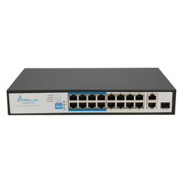 Extralink VIRTUS V3 PoE Switch 16x 100Mb/s PoE/PoE+, 2x Gigabit RJ45 + 1x SFP, 150W
