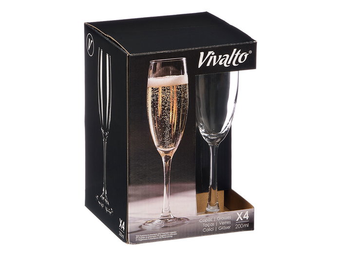 Vivalto Copa para Cava de Vidrio, 200 ml, Transparente, Dimensiones: 7.5x22.5x7.5 cm (Set de 24) Vivalto Copa para Cava de Vidrio, 200 ml, Transparente, Dimensiones: 7.5x22.5x7.5 cm (Set de 24)