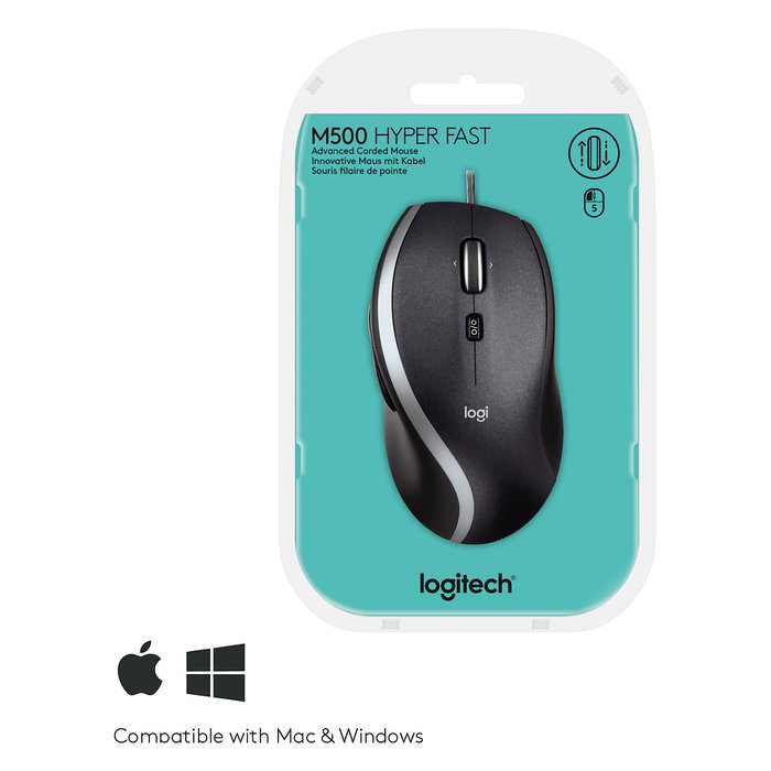 Logitech M500S Ratón con cable negro