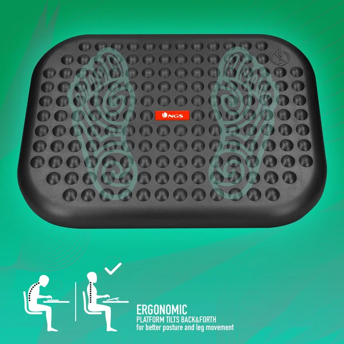 Ngs Footnest Reposapiés Ergonómico Inclinable Ajustable en Altura 448x335mm Negro