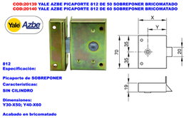 Yale Picaporte 812 de 50 Sobreponer Bicromatado
