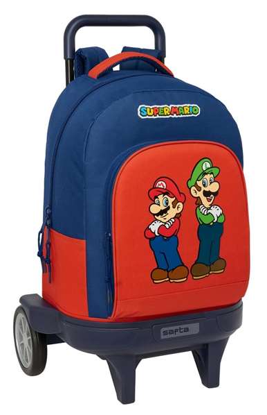 Safta Mochila Grande con Ruedas Super Mario "Mamma Mia" Compacta Evolutiva Extensible 33x45x22cm Safta Mochila Grande con Ruedas Super Mario "Mamma Mia" Compacta Evolutiva Extensible 33x45x22cm