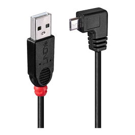 LINDY Cable USB 2.0 A a Micro-B 2 metros con ángulo de 90 grados