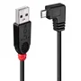 Lindy 31977 Cable USB 2.0 USB A a Micro USB B, 90° Angulado, 2 Metros, Negro - Para Carga y Datos