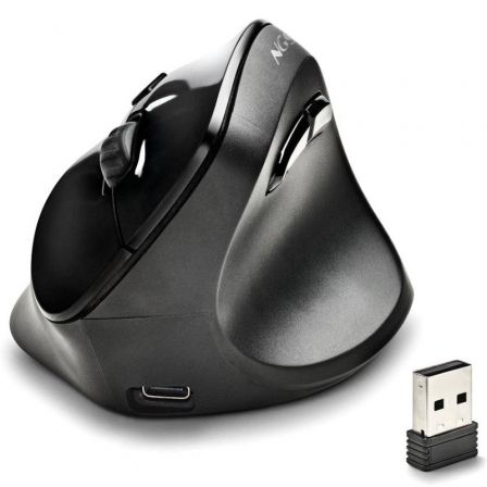 Ngs Ratón inalámbrico vertical negro ergonómico Ngs Ratón inalámbrico vertical negro ergonómico