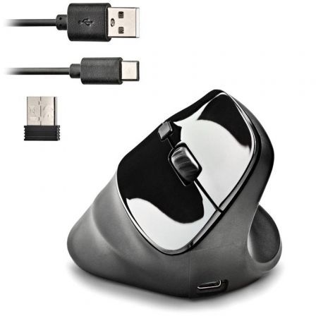 Ngs Ratón inalámbrico vertical negro ergonómico Ngs Ratón inalámbrico vertical negro ergonómico