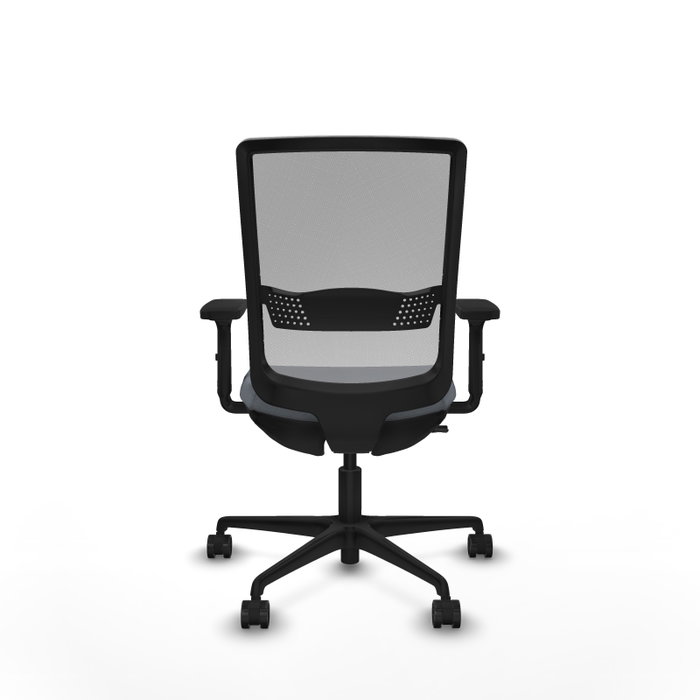 Silla de oficina Haches con mecanismo Sincro/Traslack tapizada con Tela color Gris. Equipada con lumbar 1D, Brazos 2D y Ruedas 65mm nailon