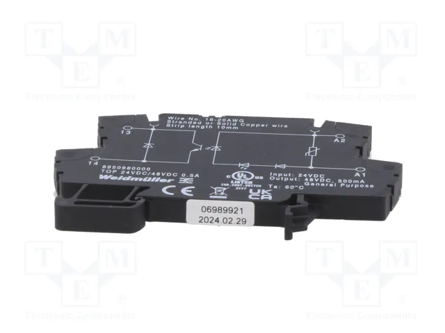 WEIDMÜLLER Relé de semiconductor monofásico 24VDC 0,5A NO WEIDMÜLLER Relé de semiconductor monofásico 24VDC 0,5A NO