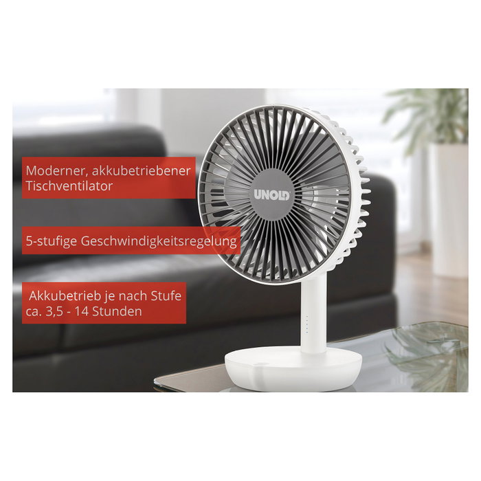Unold Breezy Ventilador de Mesa con Batería, Blanco Unold Breezy Ventilador de Mesa con Batería, Blanco