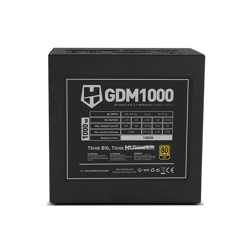 NOX Hummer GDM 1000W 80+ Gold ATX 3.1 Modular Negro