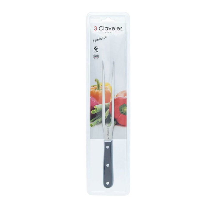 3 Claveles Tenedor Trinchante Uniblock Acero Inoxidable Mango POM 20 cm