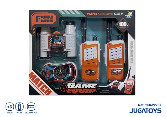 Walkie talkie 100 metros con prismaticos y brujula 29x24x5 cm