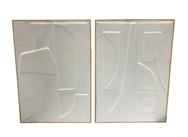 DKD Home Decor Decoración de pared de metal Abstracto 2 en Blanco y Dorado