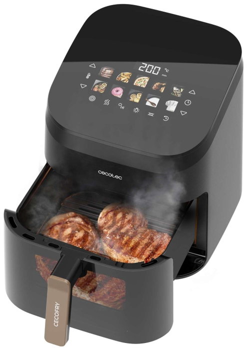 Cecotec Cecofry&Grill Smokin' 6500 Freidora de aire caliente 6,5 L, 2200 W, Negro/Marrón