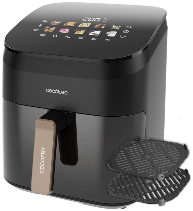 Cecotec Cecofry&Grill Smokin' 6500 Freidora de aire caliente 6,5 L, 2200 W, Negro/Marrón