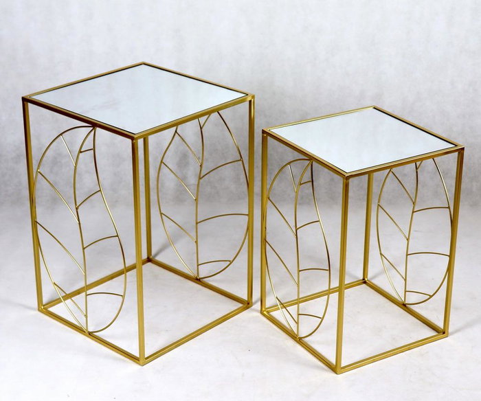 DKD Home Decor Espejo de Metal Diseño Hoja Mate Dorado 71x97 cm