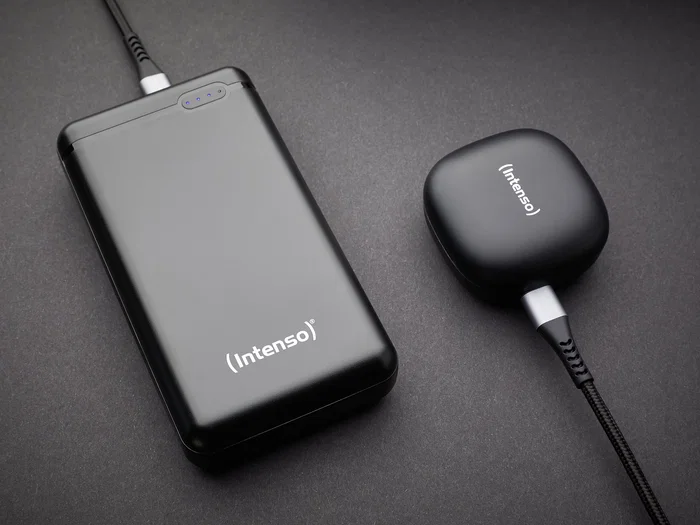 Intenso XS20000 Power Bank de 20000 mAh, Batería Externa Negro con Conector USB-C y Cable USB-A a USB-C Incluido