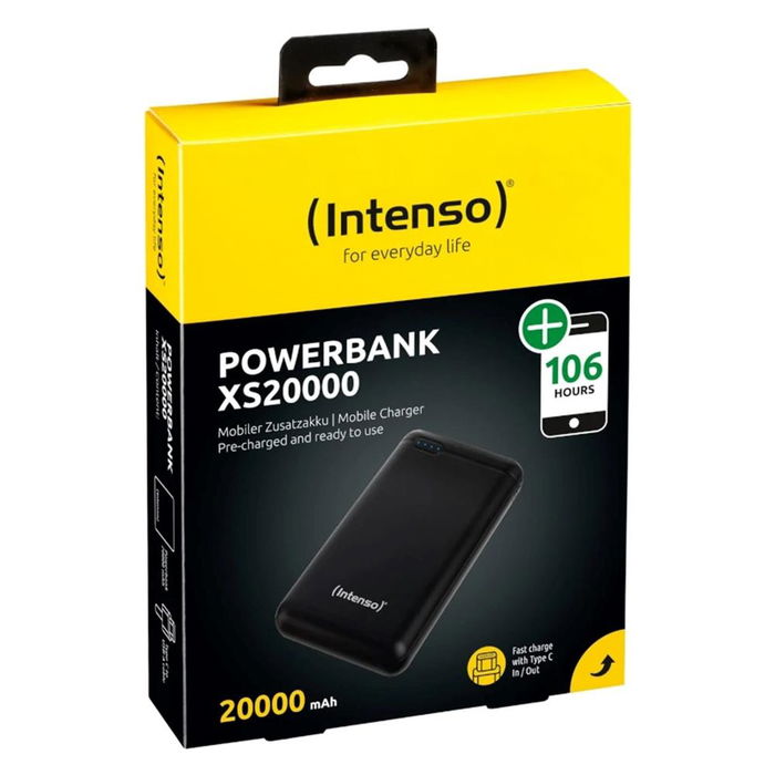 Intenso XS20000 Powerbank - Batería Externa 20000 mAh, Carga por USB-A y USB-C, Negro