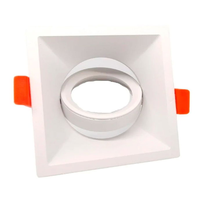 F-Line Aro Halógeno de Empotrar Basculante Profundo Cuadrado Blanco 90x90x42mm para Bombilla GU10 - Incluye Portalámparas F-Line Aro Halógeno de Empotrar Basculante Profundo Cuadrado Blanco 90x90x42mm para Bombilla GU10 - Incluye Portalámparas