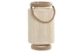 DKD Home Decor Lámpara de Sobremesa Urban Beige y Marrón 13x25 cm LED USB Batería 500mAh Algodón y Metal (4 Unidades)