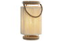 DKD Home Decor Lámpara de Sobremesa Urban Beige y Marrón 13x25 cm LED USB Batería 500mAh Algodón y Metal (4 Unidades)