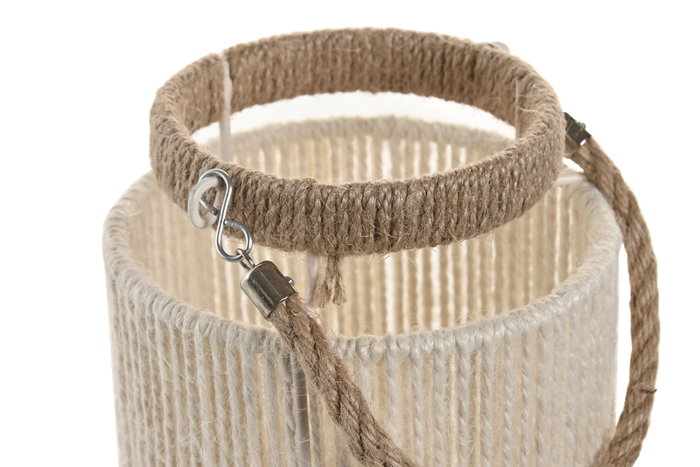 DKD Home Decor Lámpara de Sobremesa Urban Beige y Marrón 13x25 cm LED USB Batería 500mAh Algodón y Metal (4 Unidades)