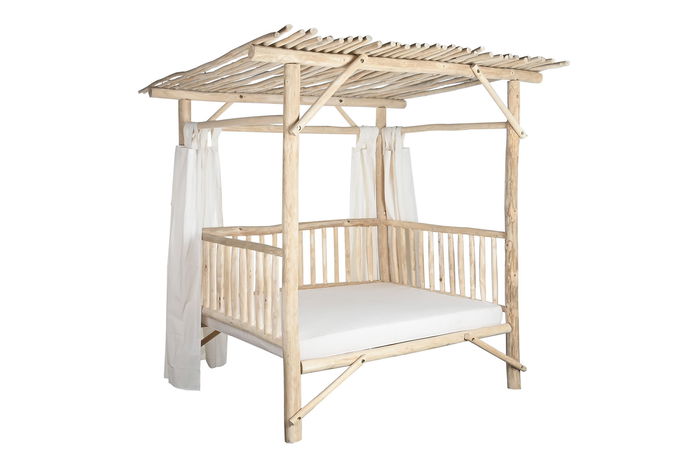 DKD Home Decor Cama Chill Out Cvtroncos Natural Blanco 180 x 200 x 200 cm