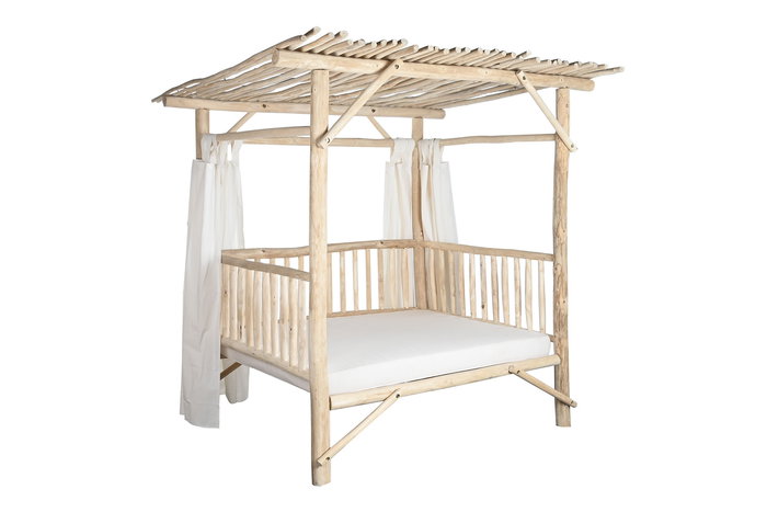 DKD Home Decor Cama Chill Out Cvtroncos Natural Blanco 180 x 200 x 200 cm