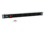 Equip 333318 PDU Básico 1U Rack 19" Aluminio - 12 Tomas IEC C13 con Interruptor, Cable 1.8m, 2500W, 10A, Negro/Plata