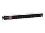 Equip 333318 PDU Básico 1U Rack 19" Aluminio - 12 Tomas IEC C13 con Interruptor, Cable 1.8m, 2500W, 10A, Negro/Plata