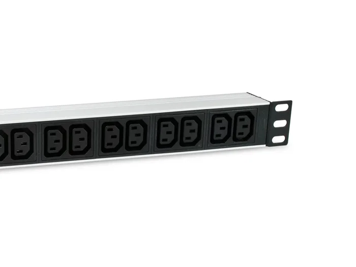 Equip 333318 PDU Básico 1U Rack 19" Aluminio - 12 Tomas IEC C13 con Interruptor, Cable 1.8m, 2500W, 10A, Negro/Plata