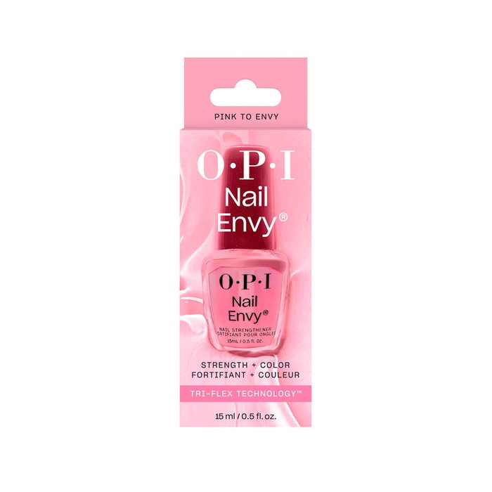 OPI NAIL ENVY Esmalte Tratamiento Fortalecedor de Uñas, Endurecedor con Proteína de Trigo y Calcio, Color #Pink To Envy, 15 ml