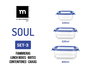 Inde Set 3 Fiambreras Cuadradas "Soul" Mediana, con capacidades de 320ml, 520ml y 800ml (8 Cajas)