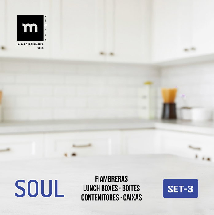 Inde Set 3 Fiambreras Cuadradas "Soul" Mediana, con capacidades de 320ml, 520ml y 800ml (8 Cajas)