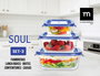 Inde Set 3 Fiambreras Cuadradas "Soul" Mediana, con capacidades de 320ml, 520ml y 800ml (8 Cajas)