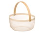 KINVARA Cesta Redonda Beige con Asa de Bambú