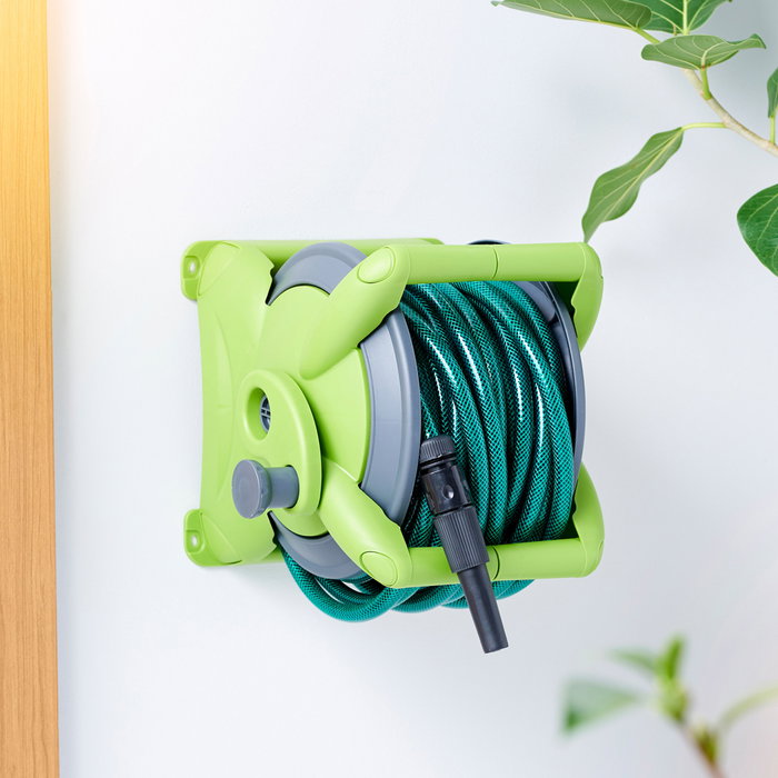 Grouw Carrete con Manguera para 15 Metros con Enrollado Manual y Conectores