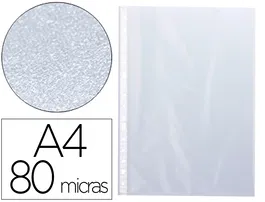 Q-connect Funda Multitaladro DIN A4 80 micras Piel de Naranja Transparente Caja de 100 Unidades