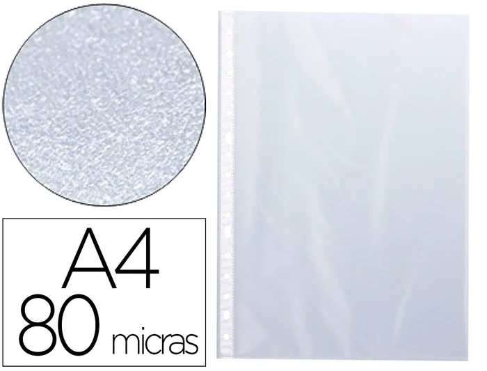 Q-connect Funda Multitaladro DIN A4 80 micras Piel de Naranja Transparente Caja de 100 Unidades Q-connect Funda Multitaladro DIN A4 80 micras Piel de Naranja Transparente Caja de 100 Unidades