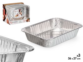 Kinvara Set 3 Bandejas Rectangular Aluminio 36 x 27 cm (Set de 24)