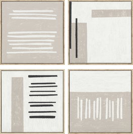 DKD Home Decor Set de 4 Cuadros de Lienzo Pintados a Mano 40x40x2,5 cm